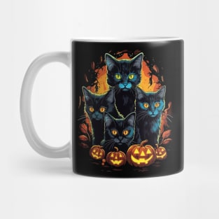 Halloween Scary Black Cats Cute Pumpkin Mug